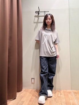「HYSTERIC GLAMOUR（ヒステリックグラマー）の1タックワイドデニムパンツ（デニムパンツ、ブルー系）」を使った、hzktoさん（レディース）の夏コーディネート