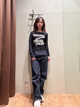 「HYSTERIC GLAMOUR（ヒステリックグラマー）の1タックワイドデニムパンツ（デニムパンツ、ブルー系）」を使った、hzktoさん（レディース）の夏コーディネート