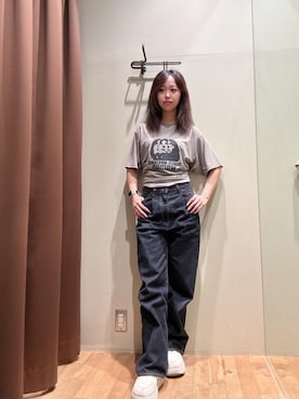 「HYSTERIC GLAMOUR（ヒステリックグラマー）の1タックワイドデニムパンツ（デニムパンツ、ブルー系）」を使った、hzktoさん（レディース）の夏コーディネート