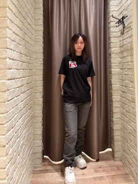 「HYSTERIC GLAMOUR（ヒステリックグラマー）のHYSTERIC CHERRY Tシャツ（Tシャツ/カットソー、ブラック系）」を使った、hzktoさん（レディース）の夏コーディネート