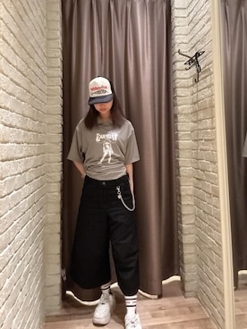 「HYSTERIC GLAMOUR（ヒステリックグラマー）のCIRCLE GIRL ソックス（ソックス/靴下、ブルー系）」を使った、hzktoさん（レディース）の夏コーディネート