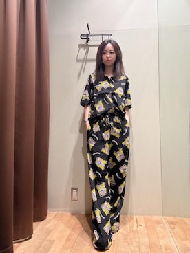 「HYSTERIC GLAMOUR（ヒステリックグラマー）のLEVITATED GIRL柄 イージーパンツ（その他パンツ、ブラック系）」を使った、hzktoさん（レディース）の夏コーディネート