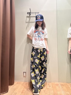「HYSTERIC GLAMOUR（ヒステリックグラマー）のBAD ASS MAMA TOUR Tシャツ（Tシャツ/カットソー、ホワイト系）」を使った、hzktoさん（レディース）の夏コーディネート
