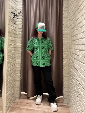「HYSTERIC GLAMOUR（ヒステリックグラマー）の50’S XXブラックデニムストレートパンツ（デニムパンツ、ブラック系）」を使った、hzktoさん（レディース）の夏コーディネート