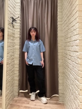 「HYSTERIC GLAMOUR（ヒステリックグラマー）の50’S XXブラックデニムストレートパンツ（デニムパンツ、ブラック系）」を使った、hzktoさん（レディース）の夏コーディネート