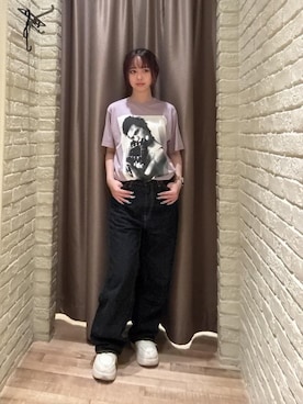 「HYSTERIC GLAMOUR（ヒステリックグラマー）の1タックワイドデニムパンツ（デニムパンツ、ブルー系）」を使った、hzktoさん（レディース）の夏コーディネート