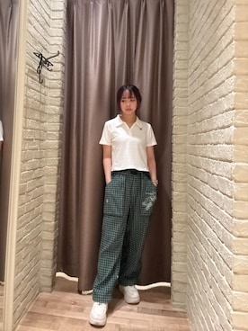 「HYSTERIC GLAMOUR（ヒステリックグラマー）のHYS MOUSE刺繍 ポロシャツ（ポロシャツ、ホワイト系）」を使った、hzktoさん（レディース）の夏コーディネート