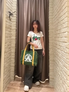 「HYSTERIC GLAMOUR（ヒステリックグラマー）のデニムワイドパンツ（デニムパンツ、ブラック系）」を使った、hzktoさん（レディース）の夏コーディネート