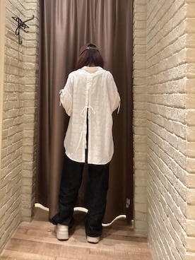 「HYSTERIC GLAMOUR（ヒステリックグラマー）の1タックワイドデニムパンツ（デニムパンツ、ブルー系）」を使った、hzktoさん（レディース）の夏コーディネート
