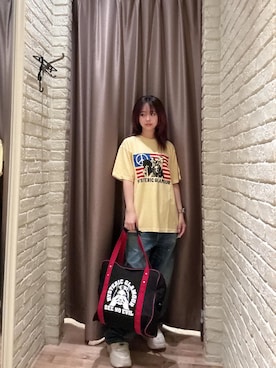 「HYSTERIC GLAMOUR（ヒステリックグラマー）のWAP加工 バギーストレートパンツ（デニムパンツ、ブルー系）」を使った、hzktoさん（レディース）の夏コーディネート
