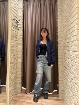 「HYSTERIC GLAMOUR（ヒステリックグラマー）のRESIZE加工 デニムストレートパンツ（デニムパンツ、ブルー系）」を使った、hzktoさん（レディース）の秋コーディネート