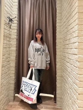 「HYSTERIC GLAMOUR（ヒステリックグラマー）のUP DOWN GIRL デニムプルオーバー（シャツ/ブラウス、グレー系）」を使った、hzktoさん（レディース）の秋コーディネート