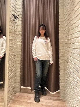 「HYSTERIC GLAMOUR（ヒステリックグラマー）のDIAMOND LOGO ヘンリーネックスウェット（スウェット、ホワイト系）」を使った、hzktoさん（レディース）の秋コーディネート