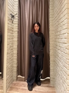 「HYSTERIC GLAMOUR（ヒステリックグラマー）のUP DOWN GIRL デニムイージーパンツ（その他パンツ、ブルー系）」を使った、hzktoさん（レディース）の秋コーディネート