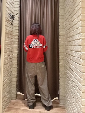 「HYSTERIC GLAMOUR（ヒステリックグラマー）のSEE NO EVIL ジャンパー（その他アウター、レッド系）」を使った、hzktoさん（レディース）の秋コーディネート