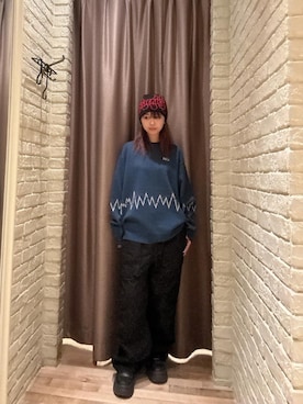 「HYSTERIC GLAMOUR（ヒステリックグラマー）のFIRE HYSTERIC ビーニー（ニットキャップ/ビーニー、ブラック系）」を使った、hzktoさん（レディース）の秋コーディネート