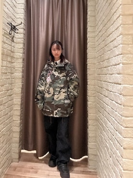 「HYSTERIC GLAMOUR（ヒステリックグラマー）の1タックワイドデニムパンツ（デニムパンツ、ブルー系）」を使った、hzktoさん（レディース）の秋コーディネート