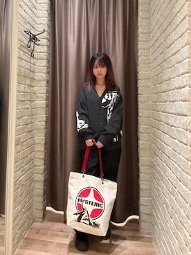 「HYSTERIC GLAMOUR（ヒステリックグラマー）のHYSTERIC WOMAN編込 カーディガン（カーディガン/ボレロ、グレー系）」を使った、hzktoさん（レディース）の秋コーディネート