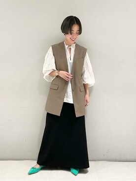 「アイテム（その他シューズ、グリーン系）」を使った、yoshiさん（レディース・160cm）の冬コーディネート