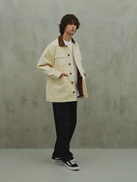 「アイテム（カバーオール）」を使った、Revo.さん（メンズ・186cm）の冬コーディネート