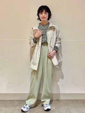 「アイテム（マウンテンパーカー）」を使った、川端さん（レディース・153cm）の春コーディネート