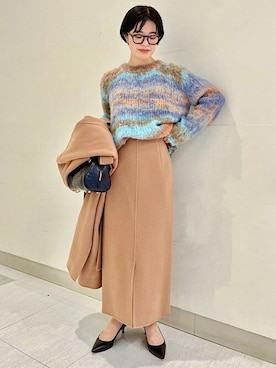 「SHIPS for women」｜「アイテム（ノーカラーコート）」を使った、川端さん（レディース・153cm）の秋コーディネート
