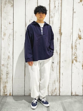 「マリン」｜「アイテム（スウェットパンツ）」を使った、Bshopスタッフさん（メンズ・179cm）の春コーディネート