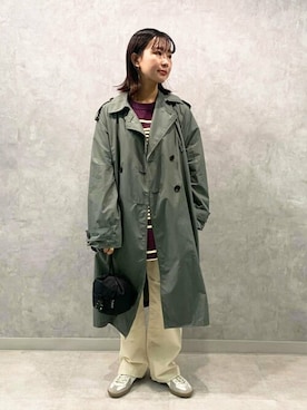「TICCA（ティッカ）のアイテム（トレンチコート）」を使った、Bshopスタッフさん（レディース・155cm）の春コーディネート
