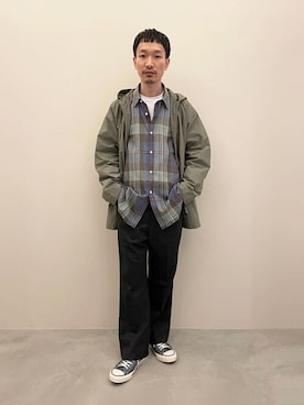 「orcival」｜「アイテム（その他アウター）」を使った、Bshopスタッフさん（メンズ・168cm）の春コーディネート