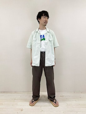 「orSlow（オアスロウ）のアイテム（トップス）」を使った、Bshopスタッフさん（メンズ・170cm）の夏コーディネート