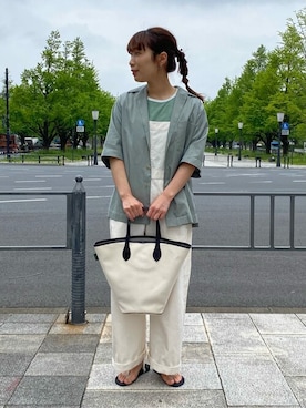「BRADY」｜「アイテム（サロペット/オーバーオール）」を使った、Bshopスタッフさん（レディース・155cm）の夏コーディネート