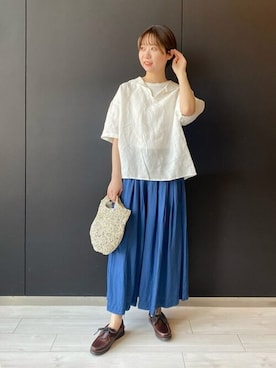 「orcival」｜「アイテム（モカシン/デッキシューズ）」を使った、Bshopスタッフさん（レディース・156cm）の夏コーディネート