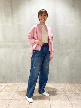 「ペインターパンツ」｜「アイテム（バレエシューズ）」を使った、Bshopスタッフさん（レディース・166cm）の夏コーディネート