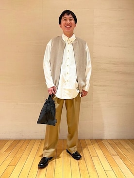 「MY THINKS（マイシンクス）のアイテム（トップス）」を使った、Bshopスタッフさん（メンズ・180cm）の夏コーディネート