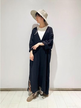 「KIJIMA TAKAYUKI」｜「アイテム（ワンピース/ドレス）」を使った、Bshopスタッフさん（レディース・160cm）の夏コーディネート