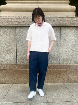 「CROWN JAZZ（クラウンジャズ）のアイテム」を使った、Bshopスタッフさん（レディース・160cm）の夏コーディネート