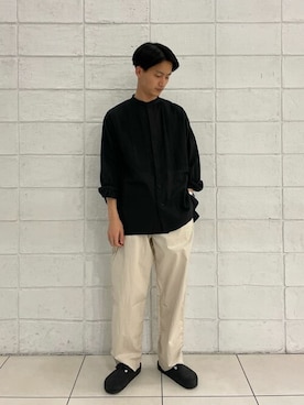 「コンフォートサンダル」｜Bshopスタッフさん（メンズ・180cm）の夏コーディネート