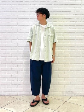「orSlow（オアスロウ）のアイテム（トップス）」を使った、Bshopスタッフさん（メンズ・172cm）の夏コーディネート