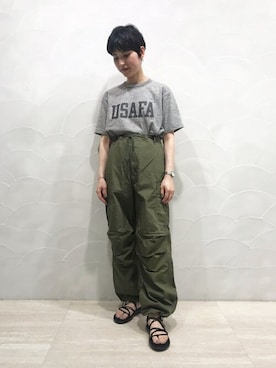 「Buzz Rickson's（バズリクソンズ）のアイテム」を使った、Bshopスタッフさん（レディース・160cm）の夏コーディネート