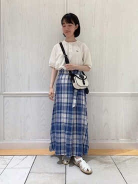 「SCYE BASICS（サイベーシックス）のアイテム」を使った、Bshopスタッフさん（レディース・156cm）の夏コーディネート