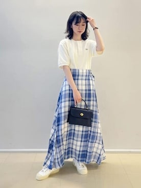 「SCYE BASICS（サイベーシックス）のアイテム」を使った、Bshopスタッフさん（レディース・155cm）の夏コーディネート