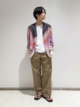 「Bshop（ビショップ）の【九十九】〈別注〉ビーチサンダル MEN（サンダル）」を使った、Bshopスタッフさん（メンズ・170cm）の夏コーディネート