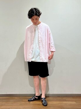 「SCYE BASICS（サイベーシックス）のアイテム」を使った、Bshopスタッフさん（メンズ・182cm）の夏コーディネート
