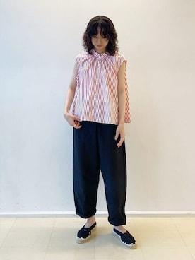 「La Manual Alpargatera（マヌアル・アルパルガテラ）のアイテム」を使った、Bshopスタッフさん（レディース・155cm）の夏コーディネート