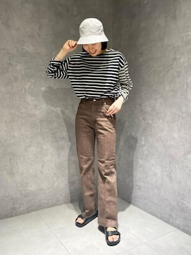 「KIJIMA TAKAYUKI」｜「アイテム（サンダル）」を使った、Bshopスタッフさん（レディース・167cm）の秋コーディネート