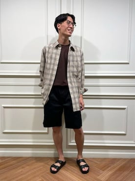 「SCYE BASICS（サイベーシックス）のアイテム」を使った、Bshopスタッフさん（メンズ・177cm）の秋コーディネート
