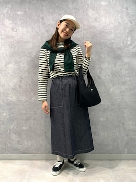 「KIJIMA TAKAYUKI」｜「アイテム（キャップ）」を使った、Bshopスタッフさん（レディース・158cm）の秋コーディネート