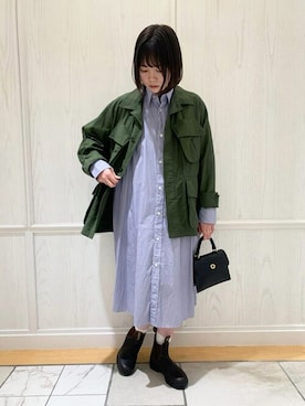 「アイテム（ミリタリージャケット）」を使った、Bshopスタッフさん（レディース・164cm）の秋コーディネート