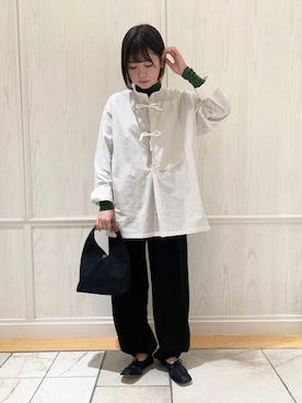 「cellar door」｜「アイテム（パンツ）」を使った、Bshopスタッフさん（レディース・164cm）の秋コーディネート