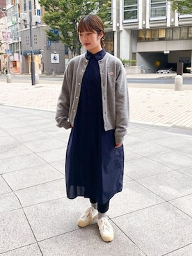 「DANTON（ダントン）のアイテム（ワンピース/ドレス）」を使った、Bshopスタッフさん（レディース・155cm）の秋コーディネート